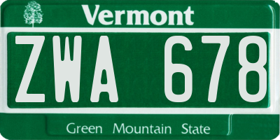 VT license plate ZWA678