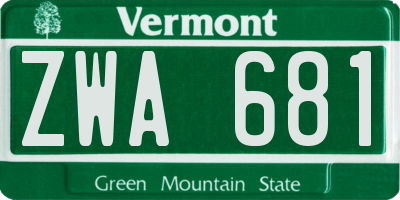VT license plate ZWA681