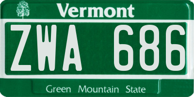 VT license plate ZWA686