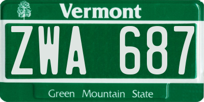 VT license plate ZWA687
