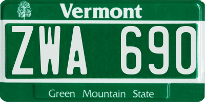 VT license plate ZWA690