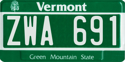 VT license plate ZWA691