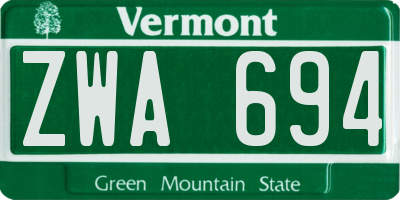 VT license plate ZWA694