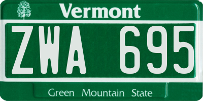 VT license plate ZWA695