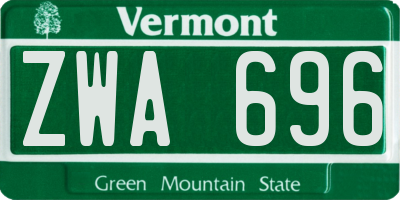 VT license plate ZWA696