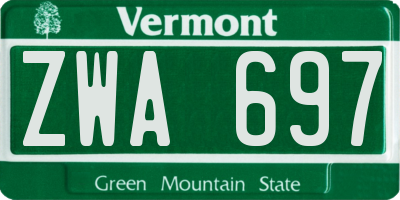 VT license plate ZWA697