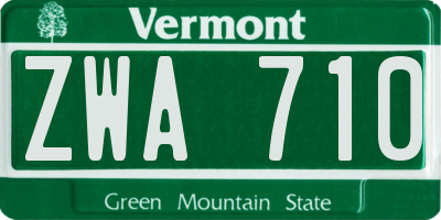 VT license plate ZWA710