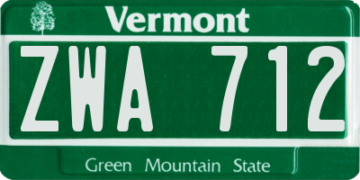 VT license plate ZWA712