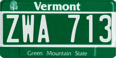 VT license plate ZWA713