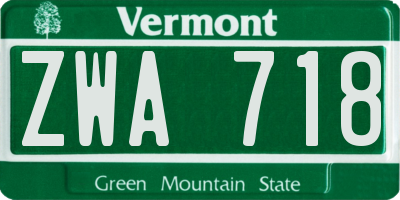 VT license plate ZWA718
