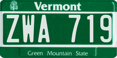 VT license plate ZWA719