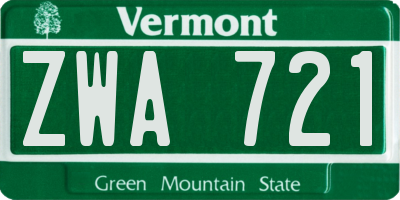 VT license plate ZWA721