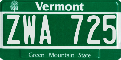 VT license plate ZWA725