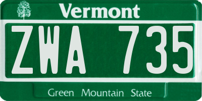 VT license plate ZWA735