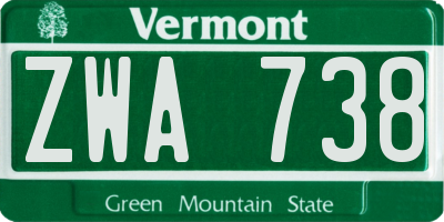 VT license plate ZWA738