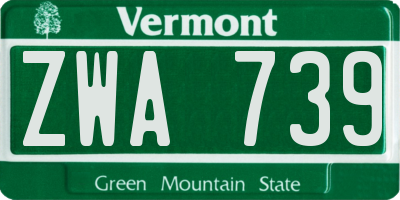 VT license plate ZWA739