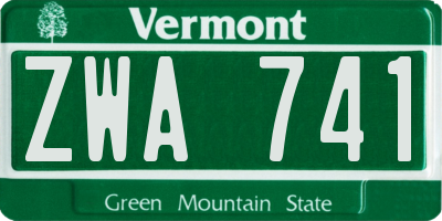 VT license plate ZWA741