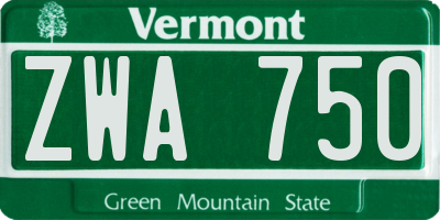 VT license plate ZWA750