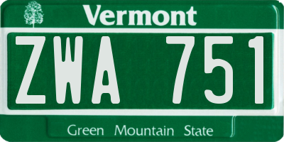 VT license plate ZWA751