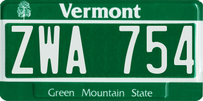VT license plate ZWA754