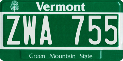 VT license plate ZWA755
