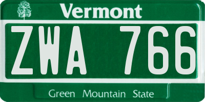 VT license plate ZWA766