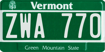 VT license plate ZWA770