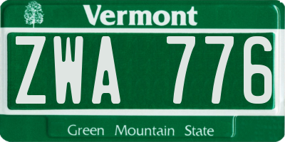 VT license plate ZWA776