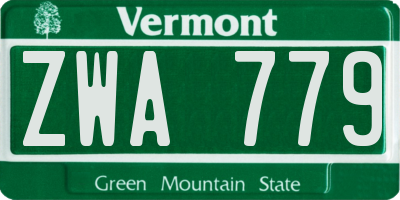 VT license plate ZWA779