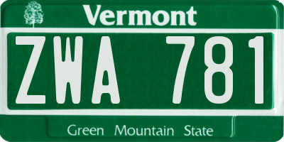 VT license plate ZWA781