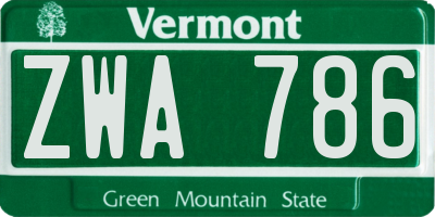 VT license plate ZWA786
