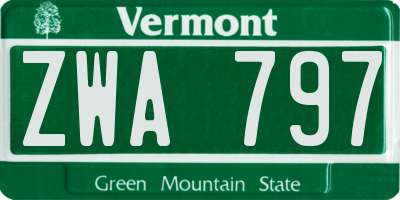 VT license plate ZWA797