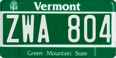 VT license plate ZWA804