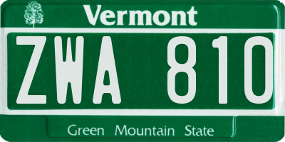 VT license plate ZWA810