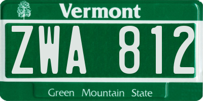 VT license plate ZWA812