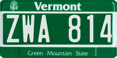 VT license plate ZWA814