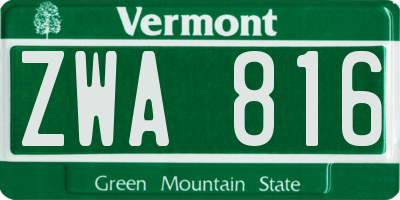 VT license plate ZWA816