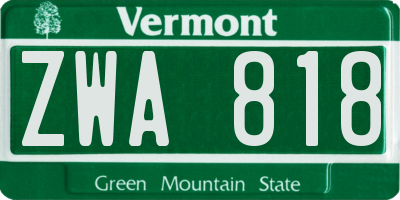 VT license plate ZWA818