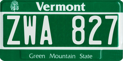 VT license plate ZWA827