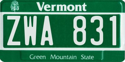 VT license plate ZWA831