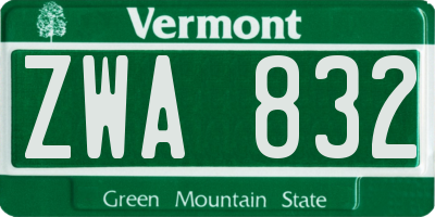 VT license plate ZWA832