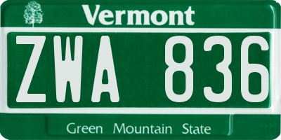 VT license plate ZWA836