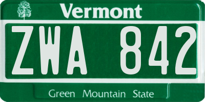 VT license plate ZWA842