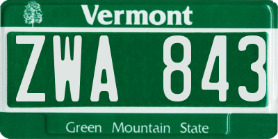 VT license plate ZWA843