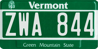 VT license plate ZWA844