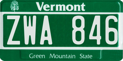 VT license plate ZWA846