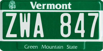 VT license plate ZWA847