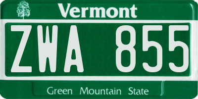 VT license plate ZWA855