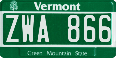 VT license plate ZWA866