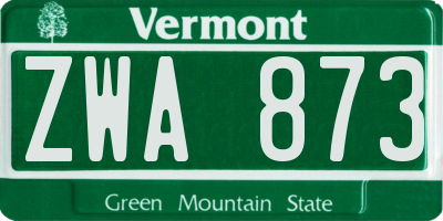 VT license plate ZWA873
